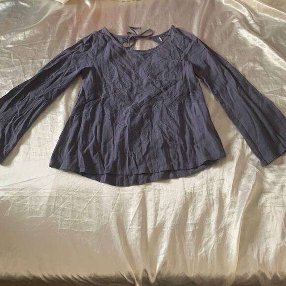 Volcom XS Textured Bangalow Flare Sleeve Blouse Top Blue Festival Boho - Picture 3 of 11